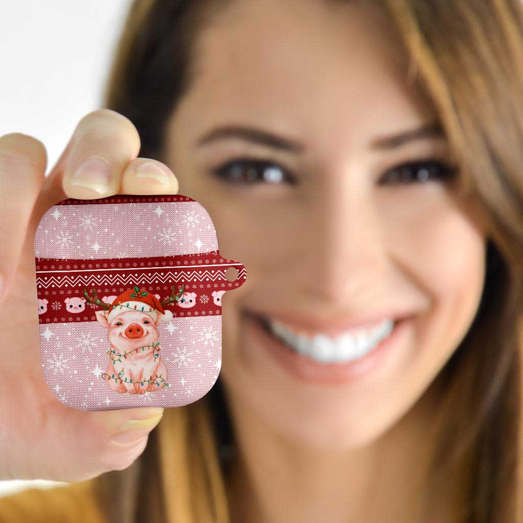 Lovely Pig Merry Christmas AirPods Case Xmas Holiday Patterns - Wonder Print Shop