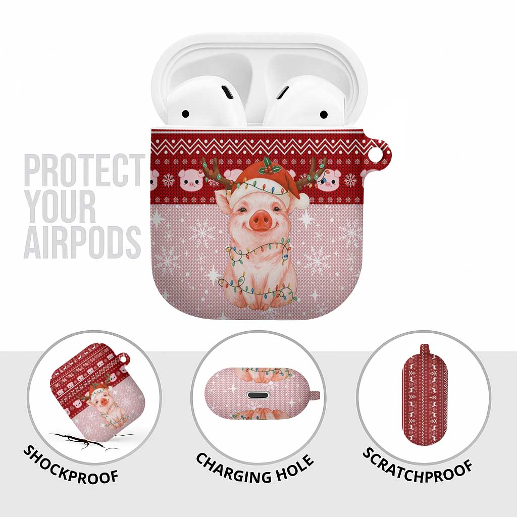 Lovely Pig Merry Christmas AirPods Case Xmas Holiday Patterns - Wonder Print Shop
