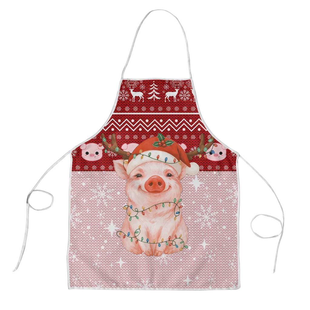 Lovely Pig Merry Christmas Apron Xmas Holiday Patterns - Wonder Print Shop