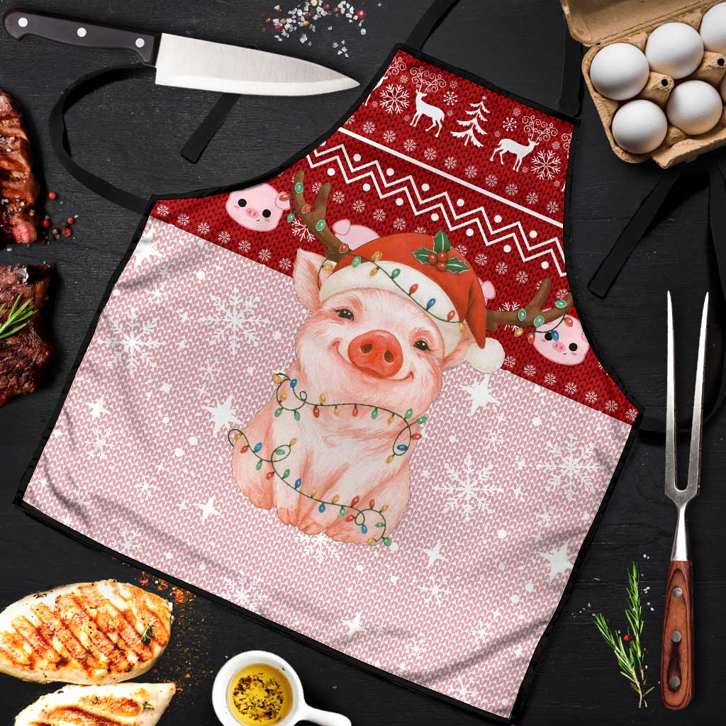 Lovely Pig Merry Christmas Apron Xmas Holiday Patterns - Wonder Print Shop