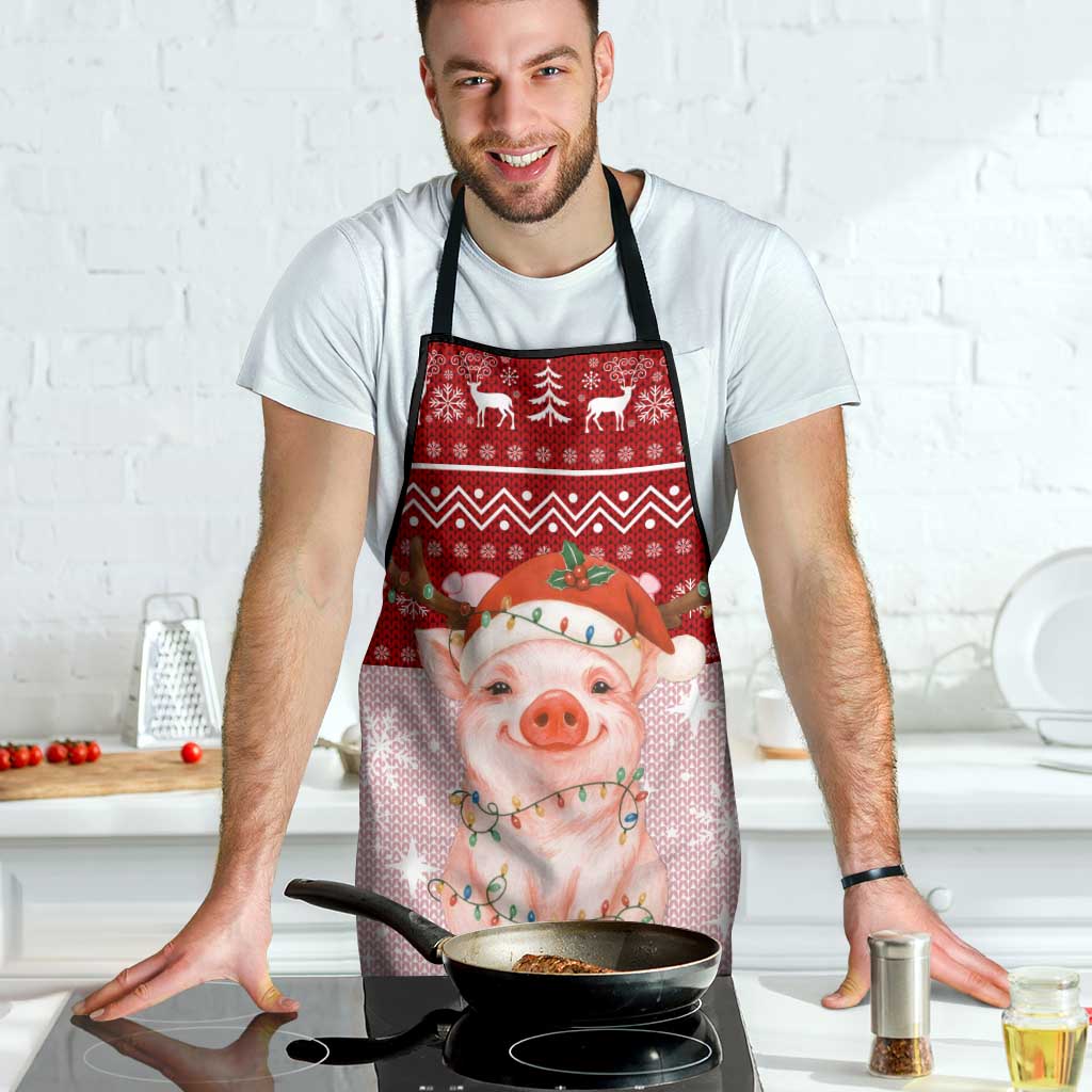 Lovely Pig Merry Christmas Apron Xmas Holiday Patterns - Wonder Print Shop