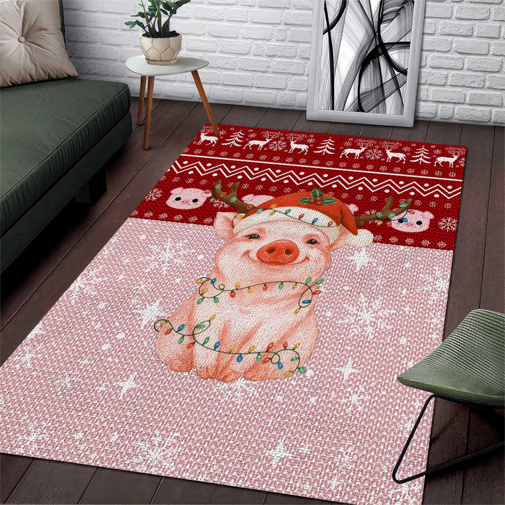 Lovely Pig Merry Christmas Area Rug Xmas Holiday Patterns - Wonder Print Shop