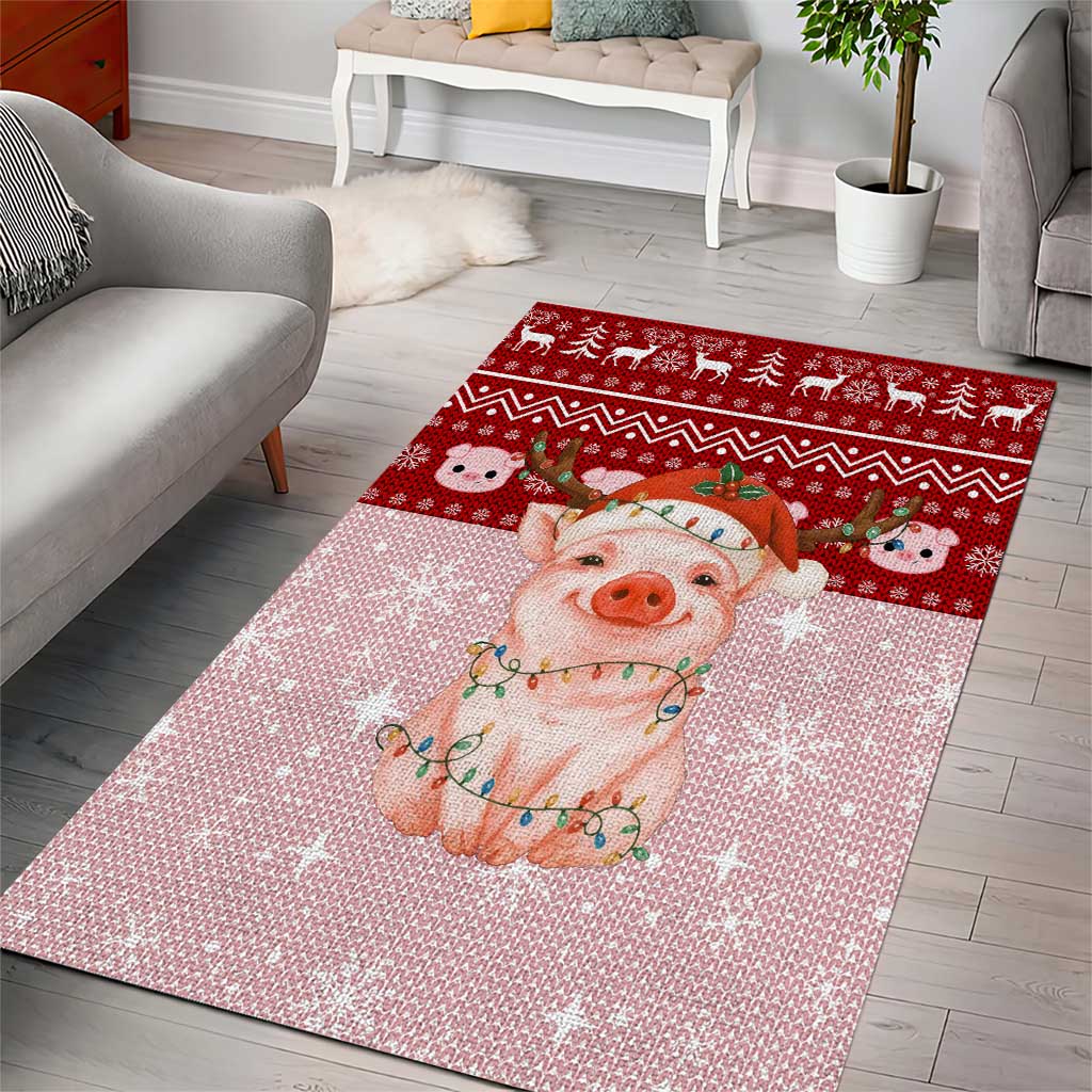 Lovely Pig Merry Christmas Area Rug Xmas Holiday Patterns - Wonder Print Shop