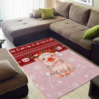 Lovely Pig Merry Christmas Area Rug Xmas Holiday Patterns - Wonder Print Shop