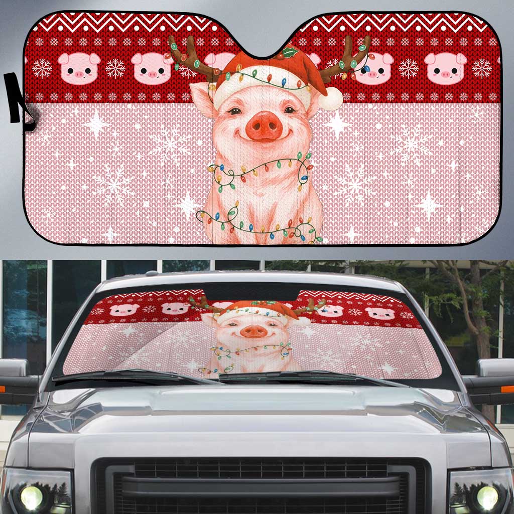 Lovely Pig Merry Christmas Auto Sun Shade Xmas Holiday Patterns - Wonder Print Shop