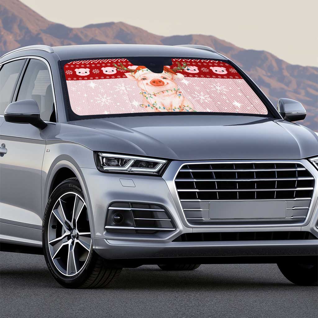Lovely Pig Merry Christmas Auto Sun Shade Xmas Holiday Patterns - Wonder Print Shop