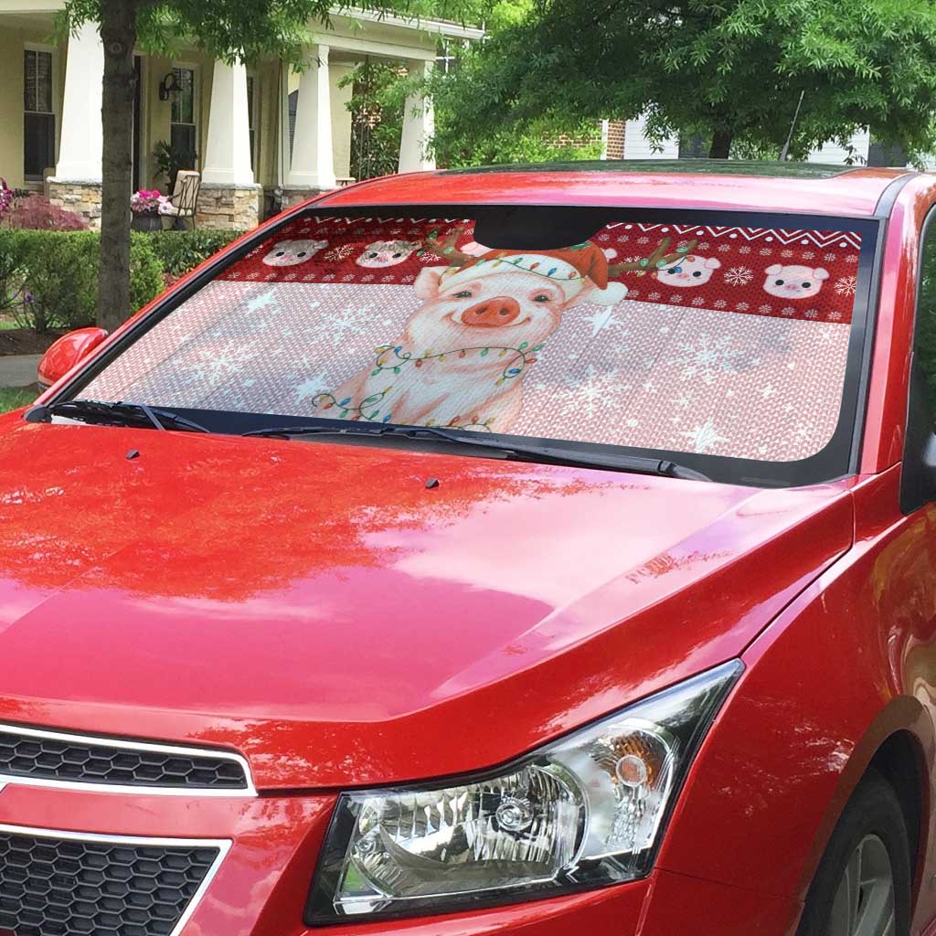Lovely Pig Merry Christmas Auto Sun Shade Xmas Holiday Patterns - Wonder Print Shop