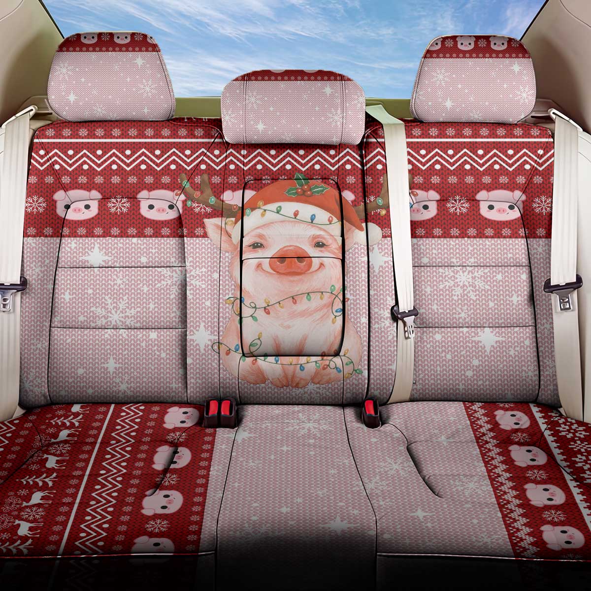 Lovely Pig Merry Christmas Back Car Seat Cover Xmas Holiday Patterns - Wonder Print Shop