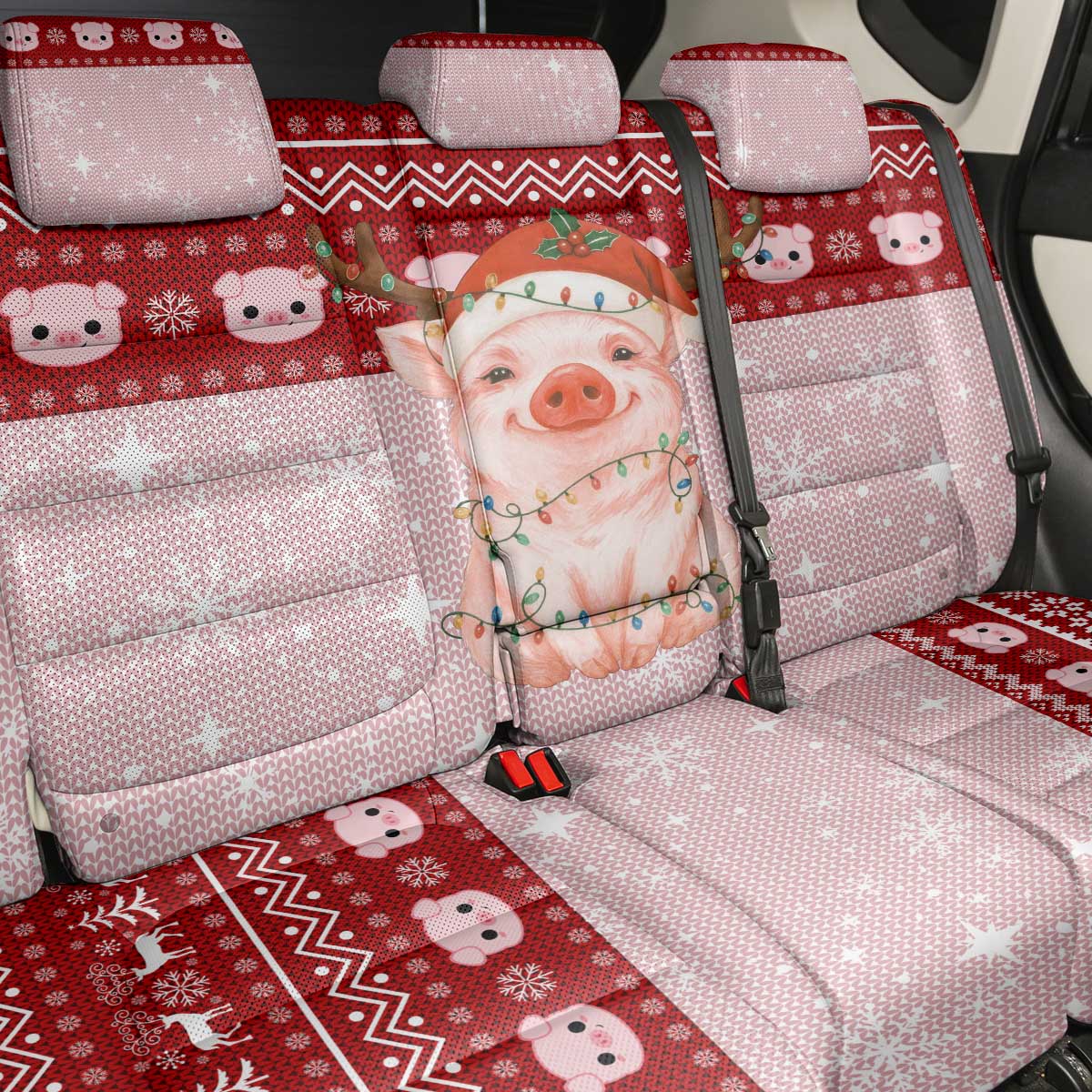 Lovely Pig Merry Christmas Back Car Seat Cover Xmas Holiday Patterns - Wonder Print Shop