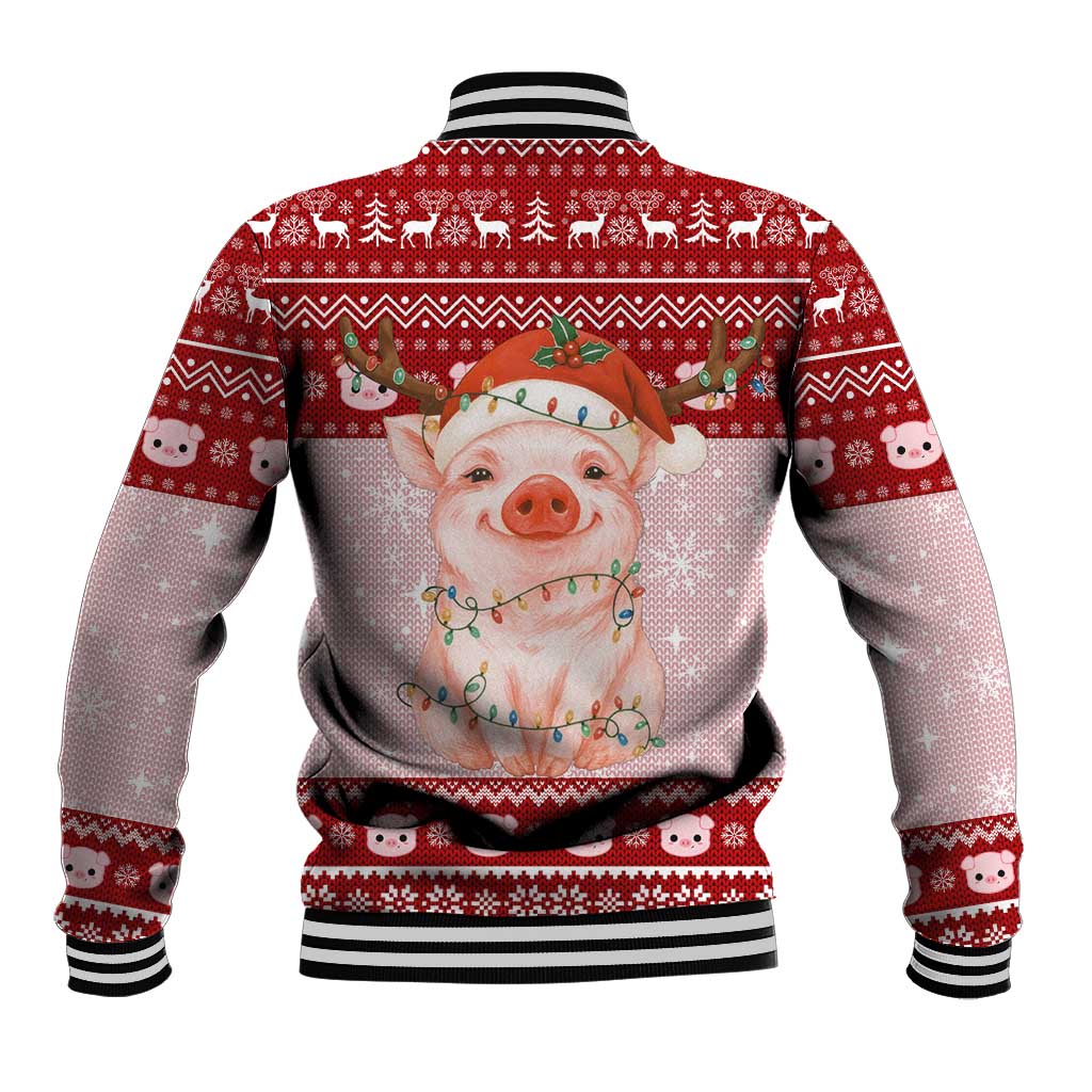 Lovely Pig Merry Christmas Baseball Jacket Xmas Holiday Patterns - Wonder Print Shop