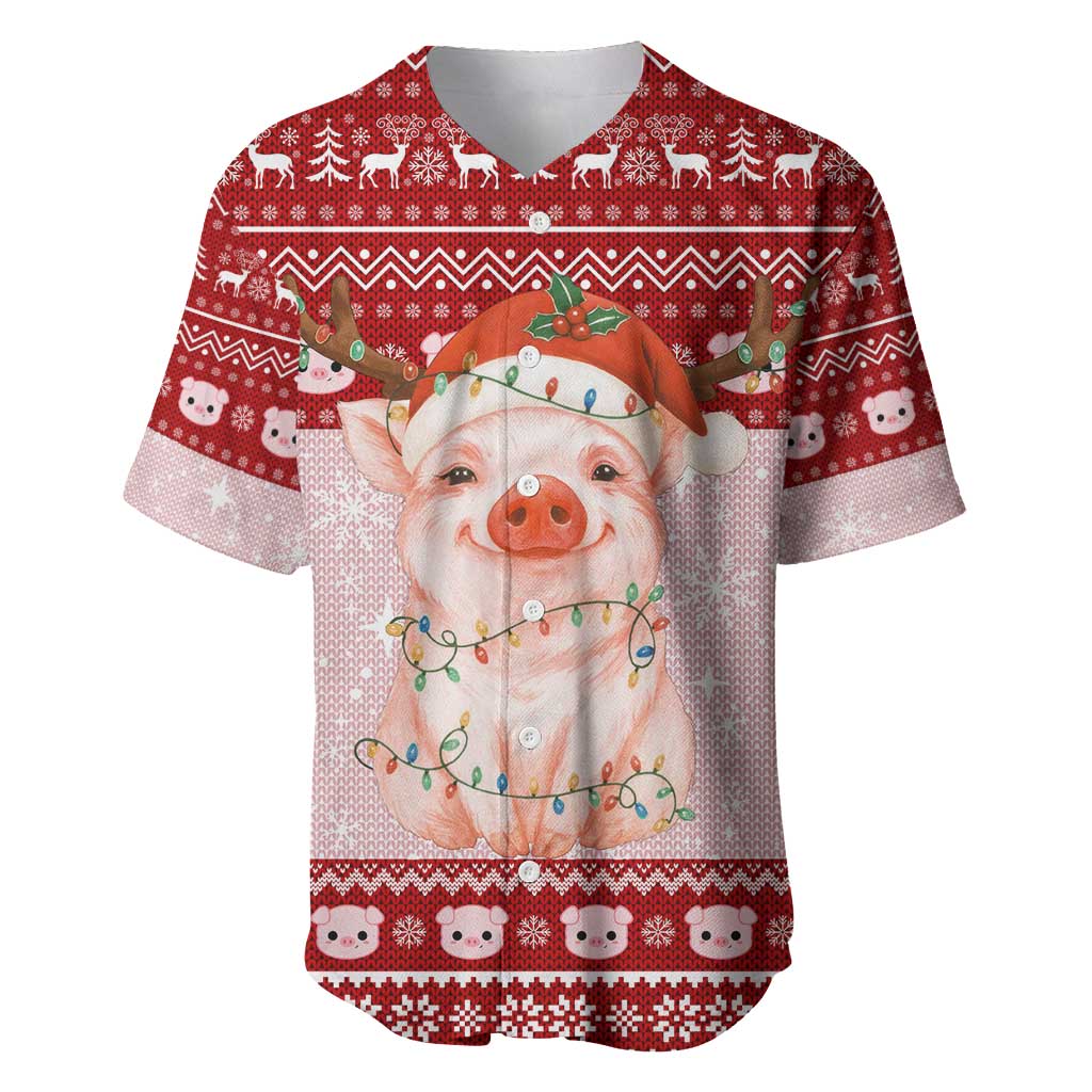 Lovely Pig Merry Christmas Baseball Jersey Xmas Holiday Patterns - Wonder Print Shop