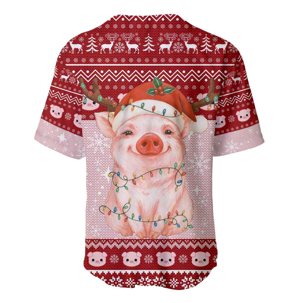 Lovely Pig Merry Christmas Baseball Jersey Xmas Holiday Patterns - Wonder Print Shop