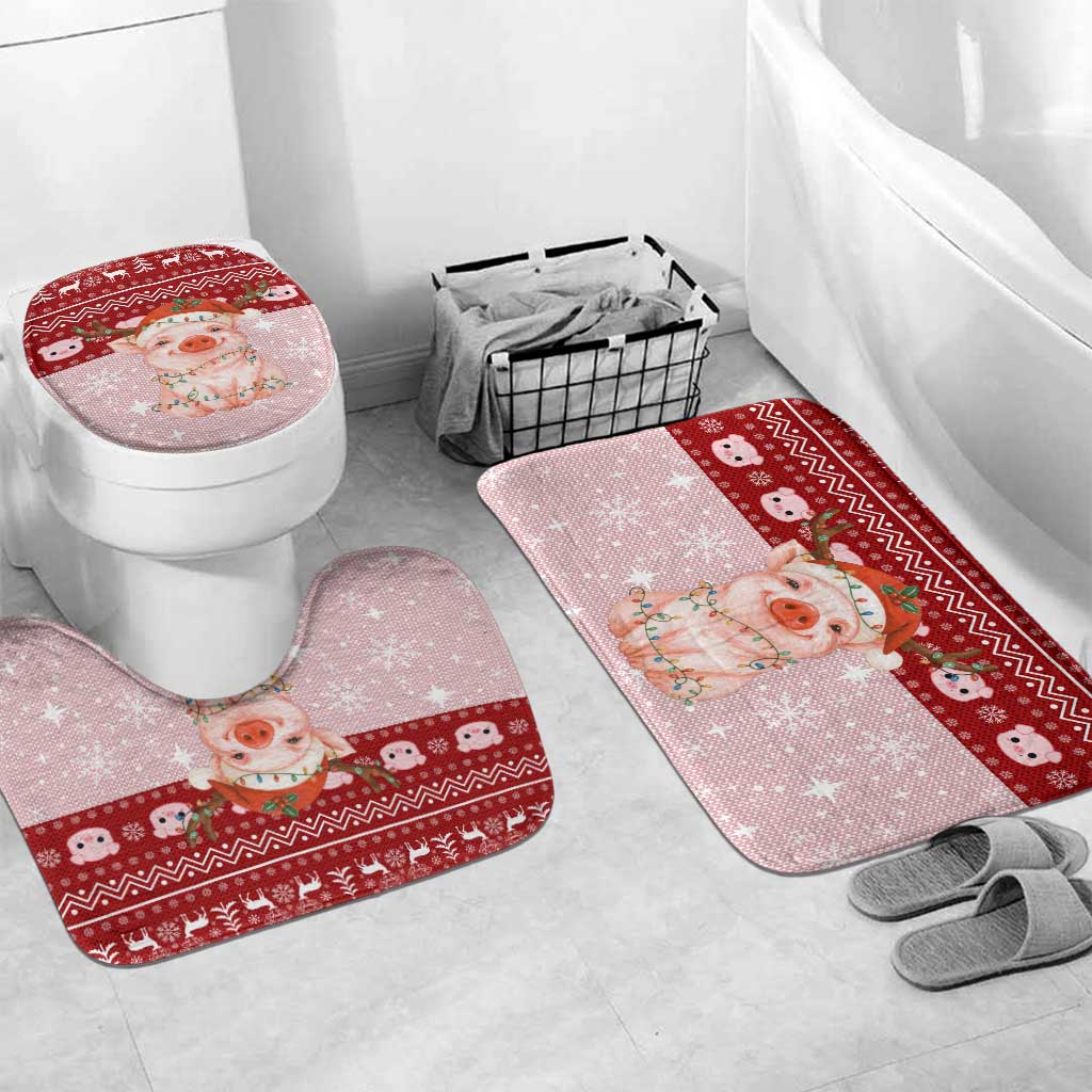 Lovely Pig Merry Christmas Bathroom Set Xmas Holiday Patterns - Wonder Print Shop