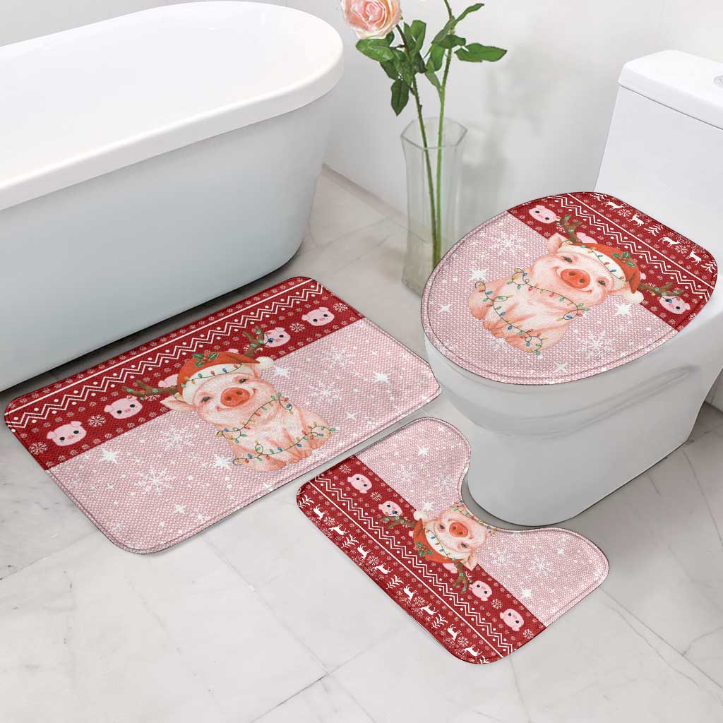 Lovely Pig Merry Christmas Bathroom Set Xmas Holiday Patterns - Wonder Print Shop