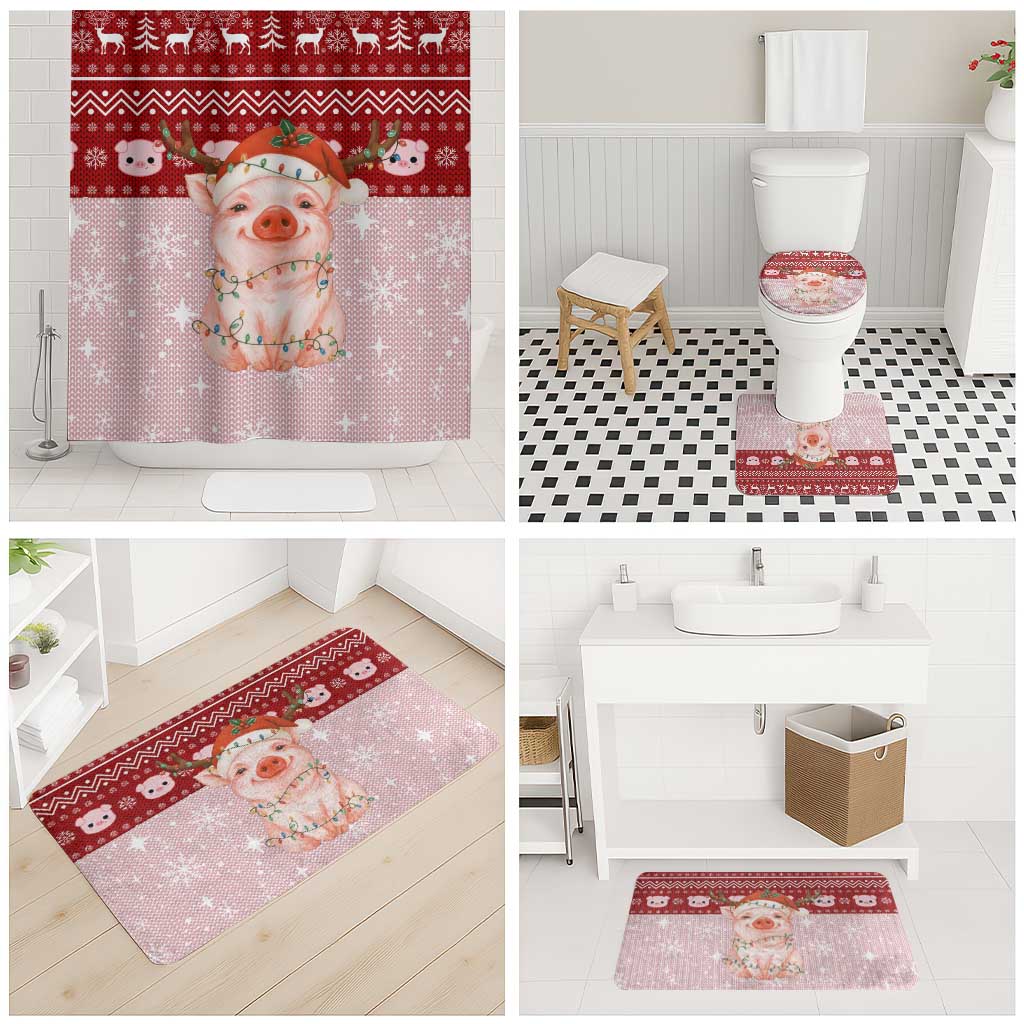 Lovely Pig Merry Christmas Bathroom Set Xmas Holiday Patterns - Wonder Print Shop