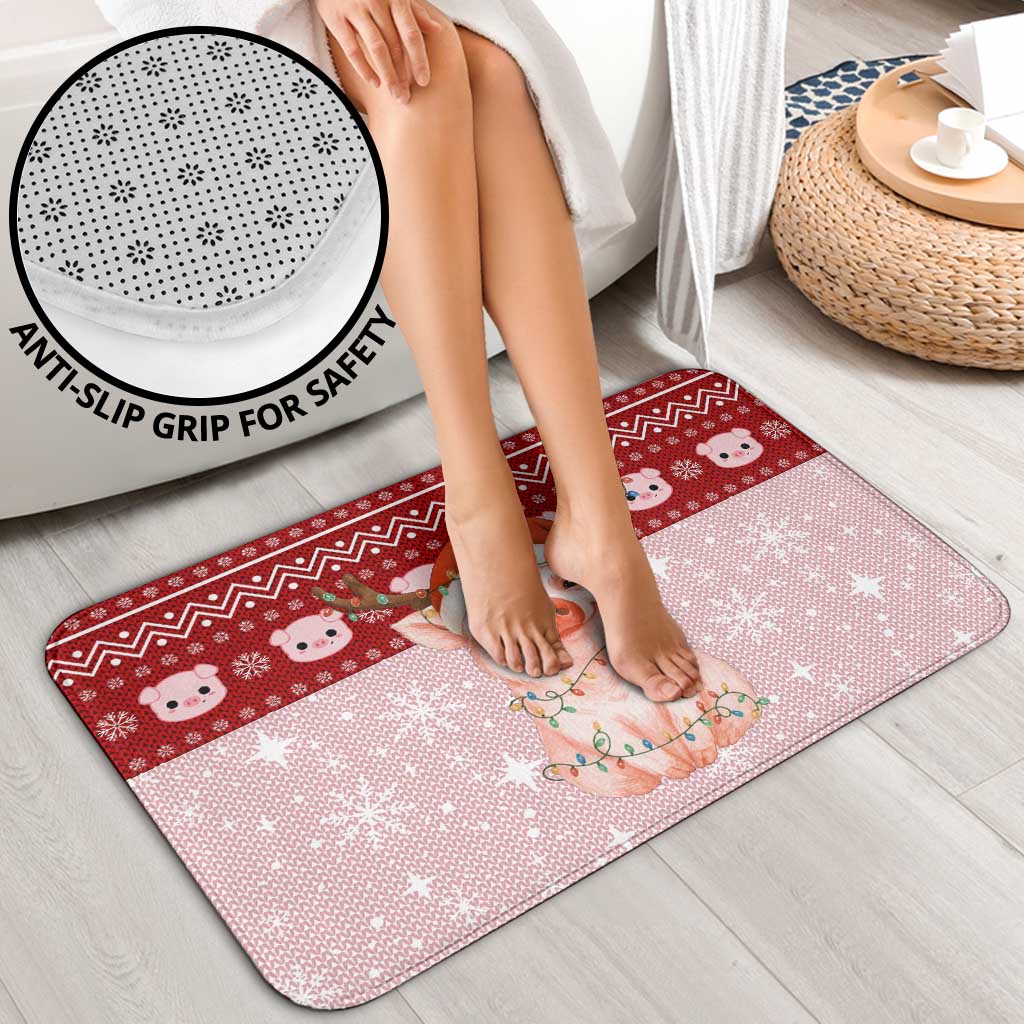 Lovely Pig Merry Christmas Bathroom Set Xmas Holiday Patterns - Wonder Print Shop