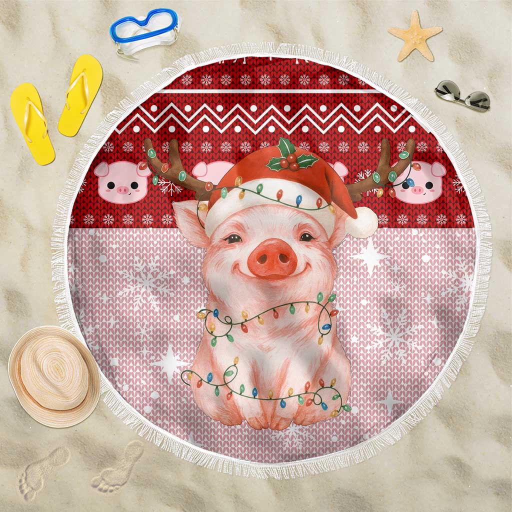 Lovely Pig Merry Christmas Beach Blanket Xmas Holiday Patterns - Wonder Print Shop