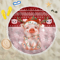 Lovely Pig Merry Christmas Beach Blanket Xmas Holiday Patterns - Wonder Print Shop