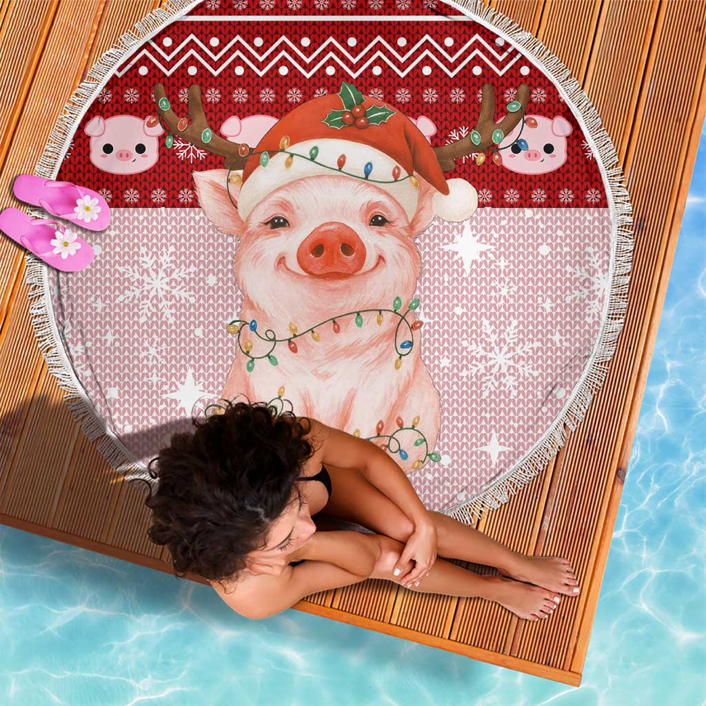 Lovely Pig Merry Christmas Beach Blanket Xmas Holiday Patterns - Wonder Print Shop