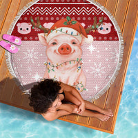 Lovely Pig Merry Christmas Beach Blanket Xmas Holiday Patterns - Wonder Print Shop