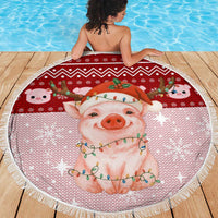 Lovely Pig Merry Christmas Beach Blanket Xmas Holiday Patterns - Wonder Print Shop