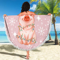 Lovely Pig Merry Christmas Beach Blanket Xmas Holiday Patterns - Wonder Print Shop
