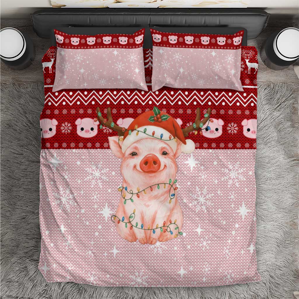 Lovely Pig Merry Christmas Bedding Set Xmas Holiday Patterns - Wonder Print Shop