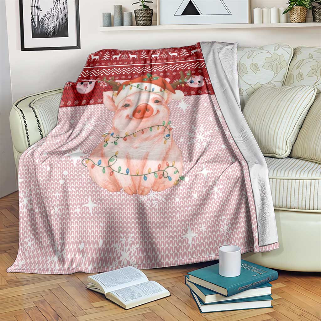 Lovely Pig Merry Christmas Blanket Xmas Holiday Patterns - Wonder Print Shop