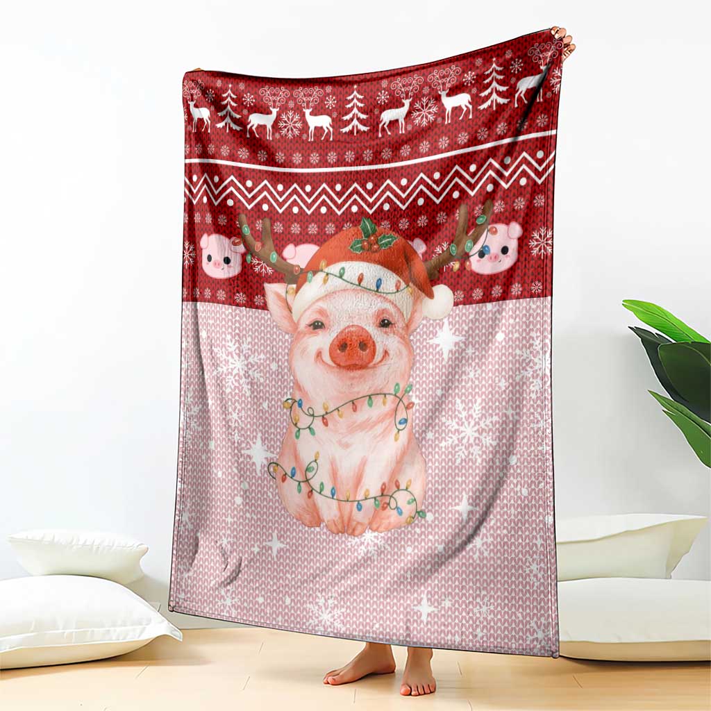 Lovely Pig Merry Christmas Blanket Xmas Holiday Patterns - Wonder Print Shop