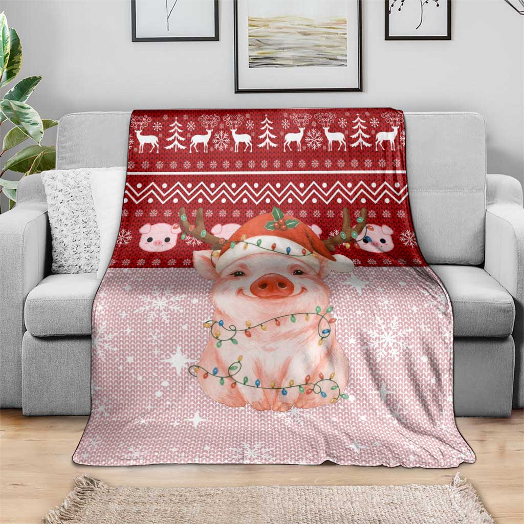 Lovely Pig Merry Christmas Blanket Xmas Holiday Patterns - Wonder Print Shop