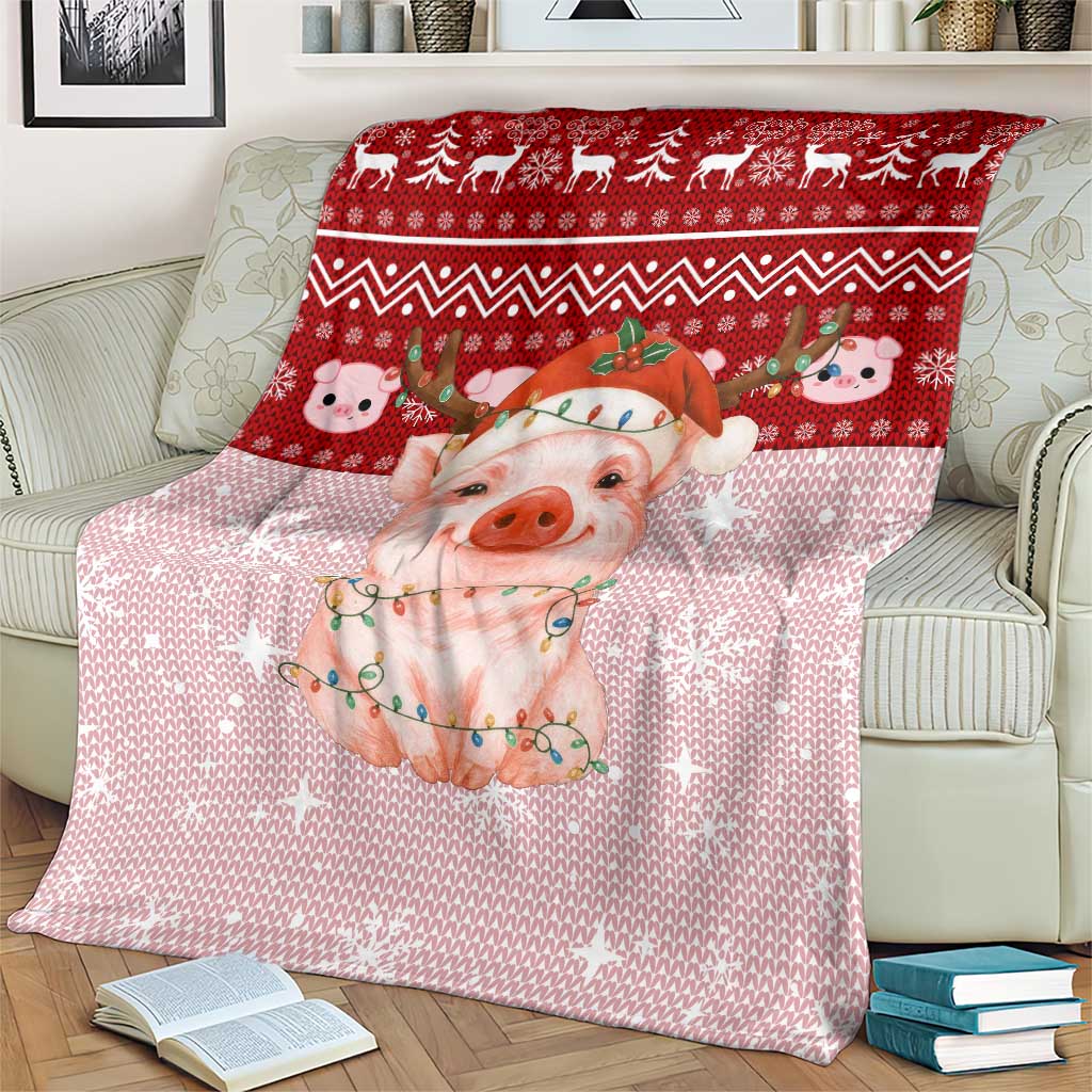 Lovely Pig Merry Christmas Blanket Xmas Holiday Patterns - Wonder Print Shop