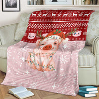 Lovely Pig Merry Christmas Blanket Xmas Holiday Patterns - Wonder Print Shop