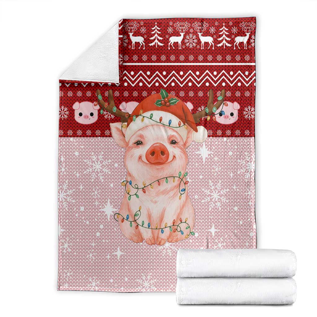 Lovely Pig Merry Christmas Blanket Xmas Holiday Patterns - Wonder Print Shop