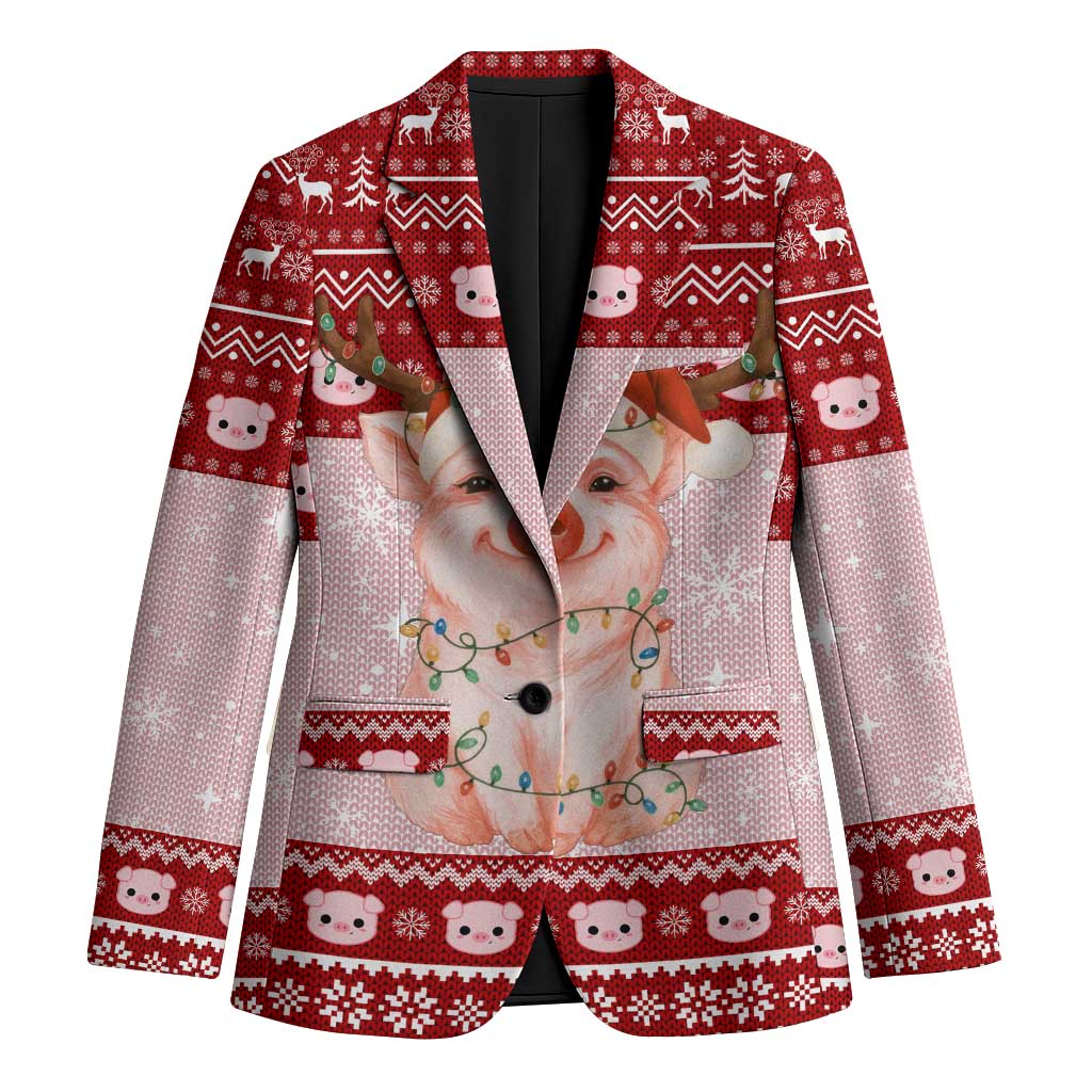 Lovely Pig Merry Christmas Blazer Xmas Holiday Patterns - Wonder Print Shop