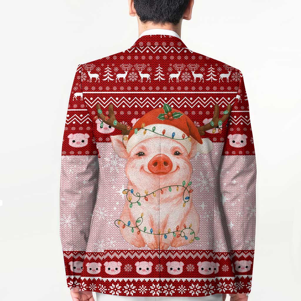 Lovely Pig Merry Christmas Blazer Xmas Holiday Patterns - Wonder Print Shop