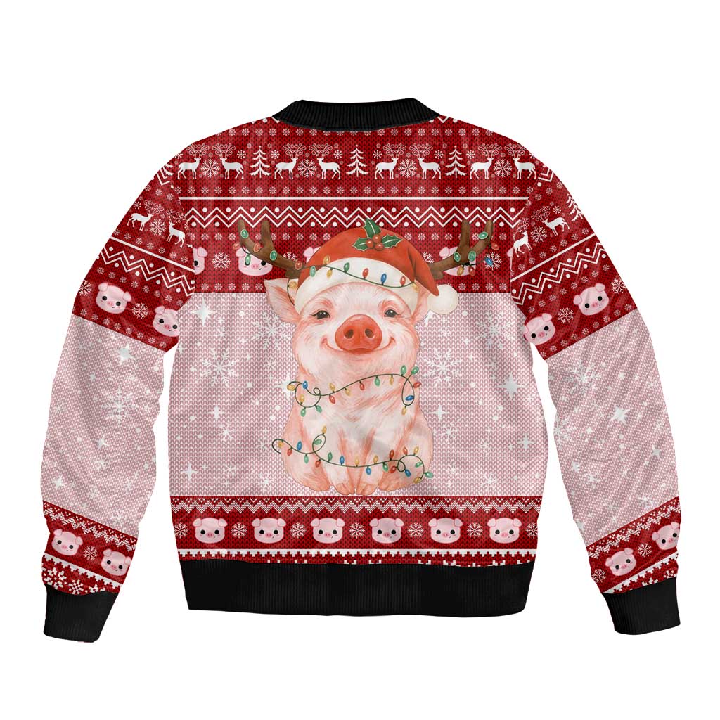 Lovely Pig Merry Christmas Bomber Jacket Xmas Holiday Patterns - Wonder Print Shop