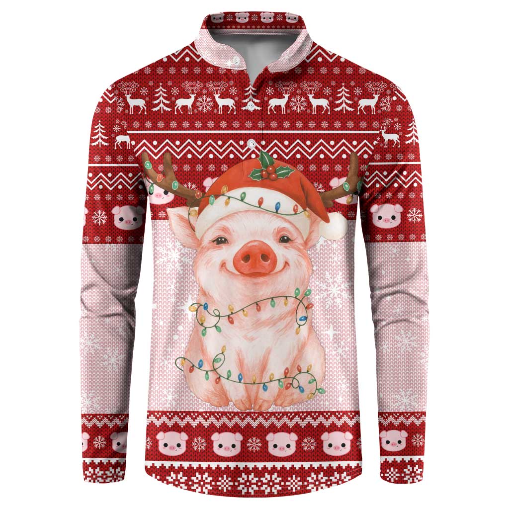 Lovely Pig Merry Christmas Button Sweatshirt Xmas Holiday Patterns - Wonder Print Shop