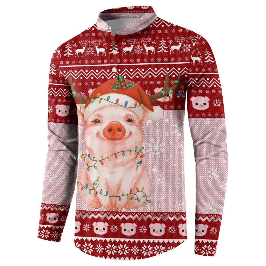 Lovely Pig Merry Christmas Button Sweatshirt Xmas Holiday Patterns - Wonder Print Shop