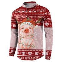 Lovely Pig Merry Christmas Button Sweatshirt Xmas Holiday Patterns - Wonder Print Shop