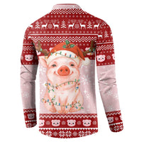 Lovely Pig Merry Christmas Button Sweatshirt Xmas Holiday Patterns - Wonder Print Shop