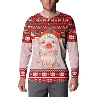 Lovely Pig Merry Christmas Button Sweatshirt Xmas Holiday Patterns - Wonder Print Shop