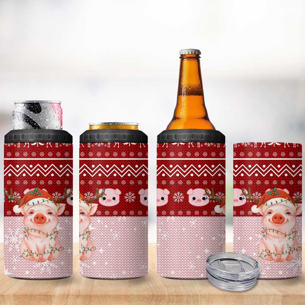 Lovely Pig Merry Christmas 4 in 1 Can Cooler Tumbler Xmas Holiday Patterns - Wonder Print Shop