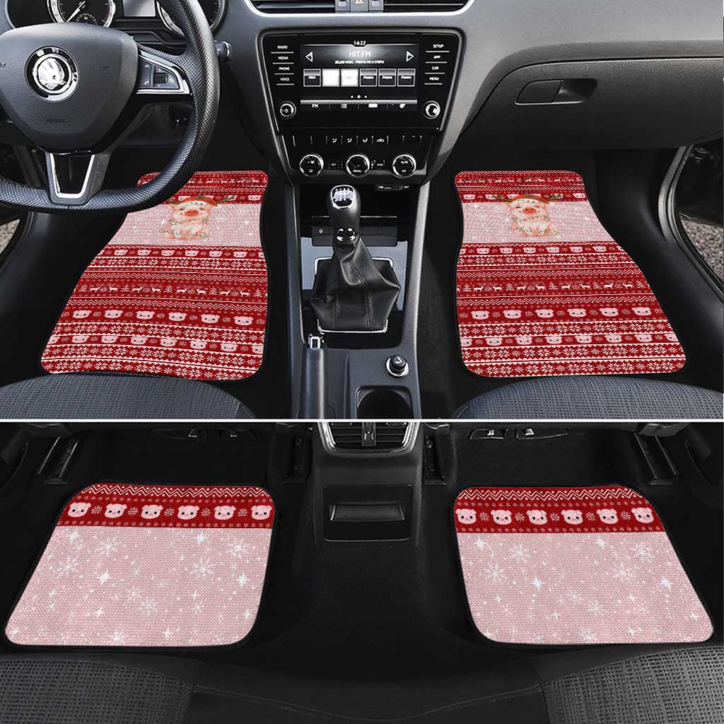 Lovely Pig Merry Christmas Car Mats Xmas Holiday Patterns - Wonder Print Shop