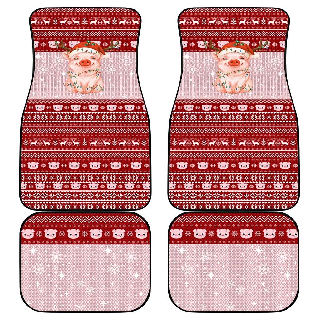 Lovely Pig Merry Christmas Car Mats Xmas Holiday Patterns - Wonder Print Shop