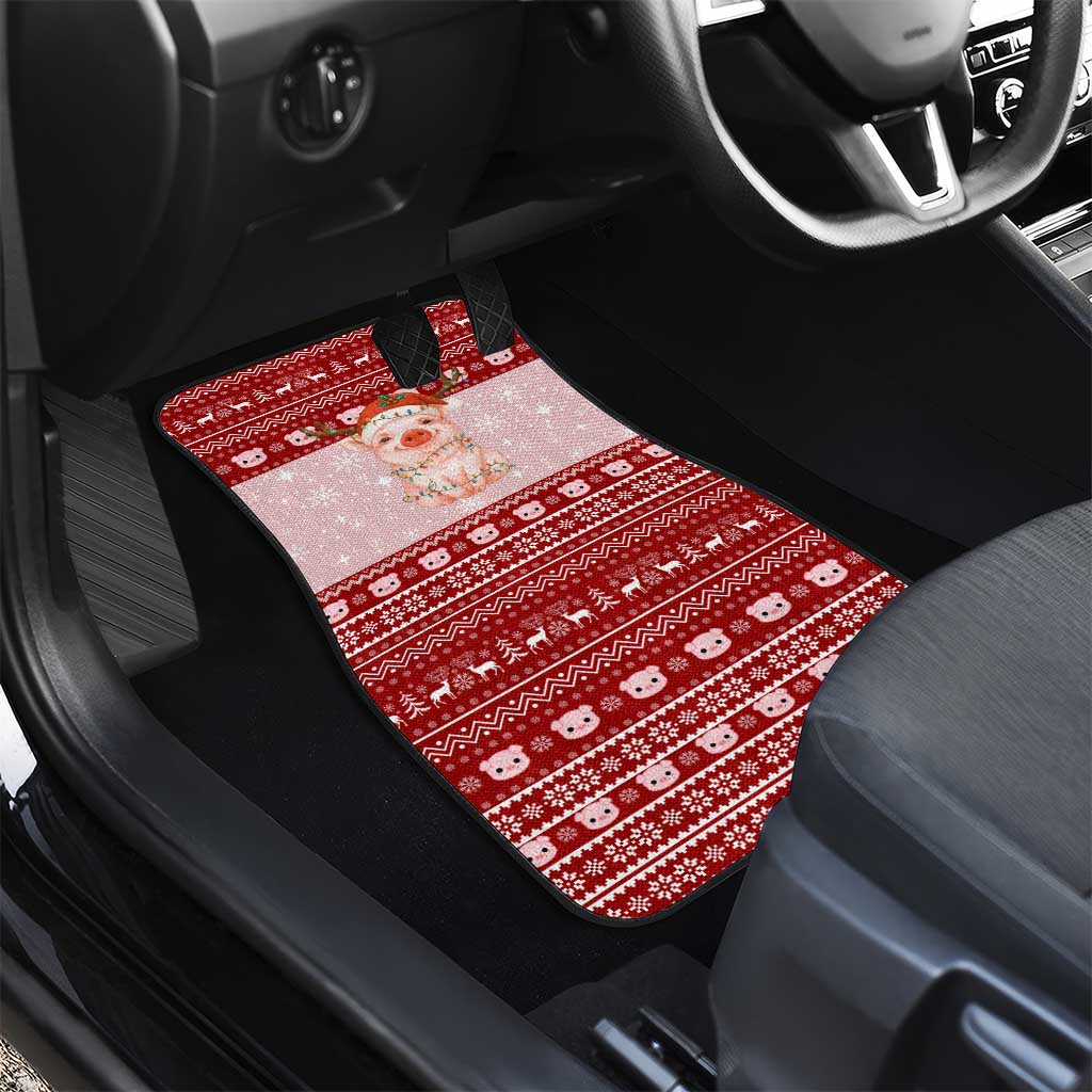 Lovely Pig Merry Christmas Car Mats Xmas Holiday Patterns - Wonder Print Shop