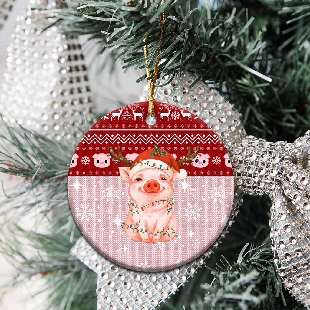 Lovely Pig Merry Christmas Ceramic Ornament Xmas Holiday Patterns - Wonder Print Shop