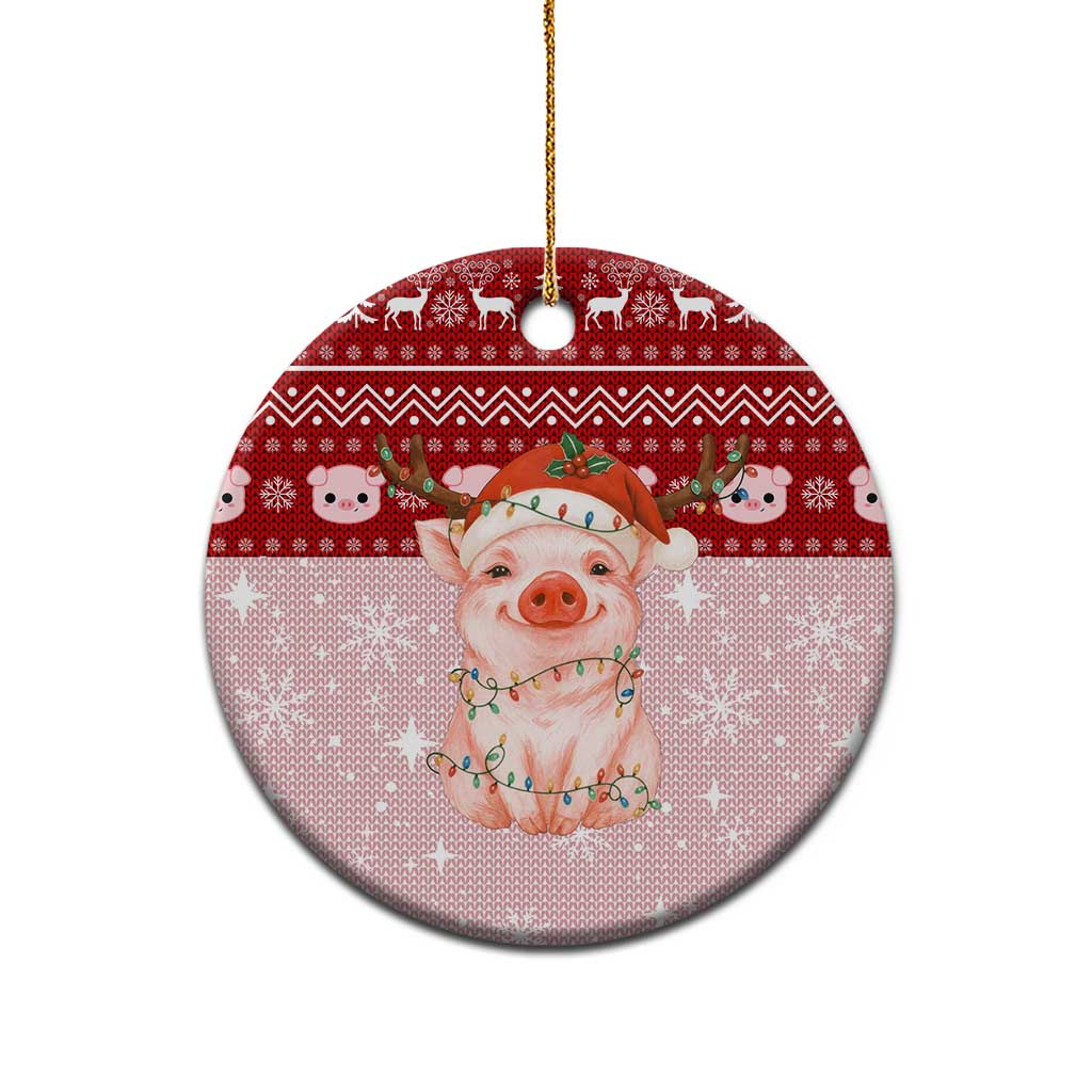 Lovely Pig Merry Christmas Ceramic Ornament Xmas Holiday Patterns - Wonder Print Shop