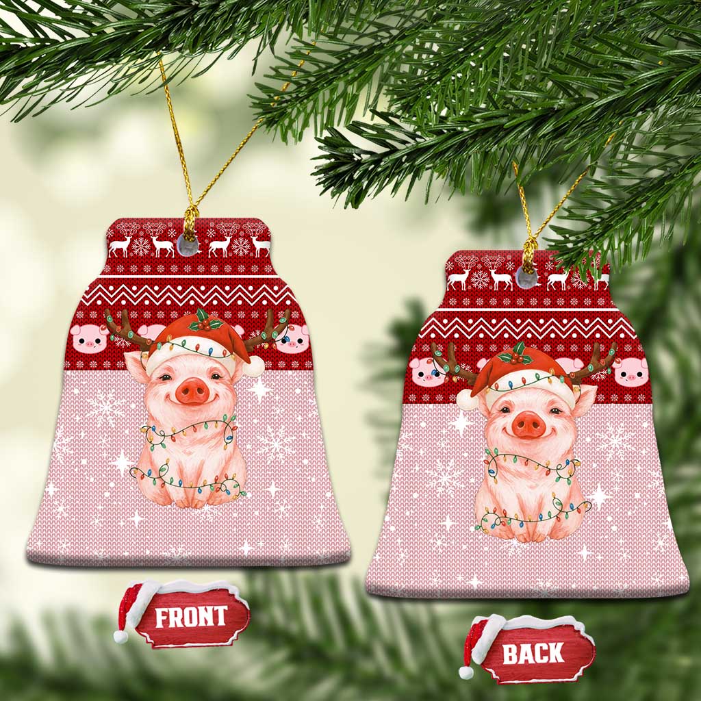 Lovely Pig Merry Christmas Ceramic Ornament Xmas Holiday Patterns - Wonder Print Shop