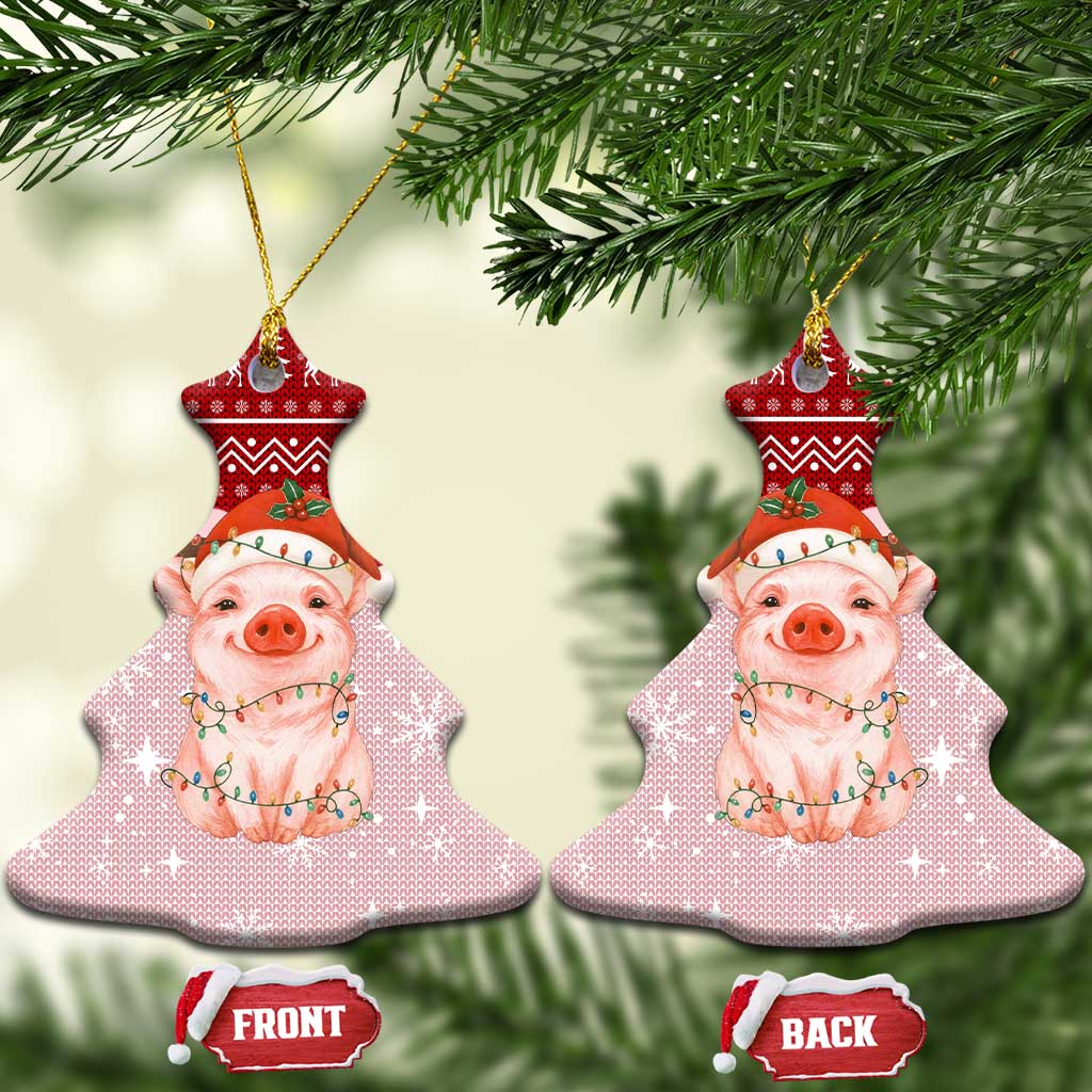 Lovely Pig Merry Christmas Ceramic Ornament Xmas Holiday Patterns - Wonder Print Shop