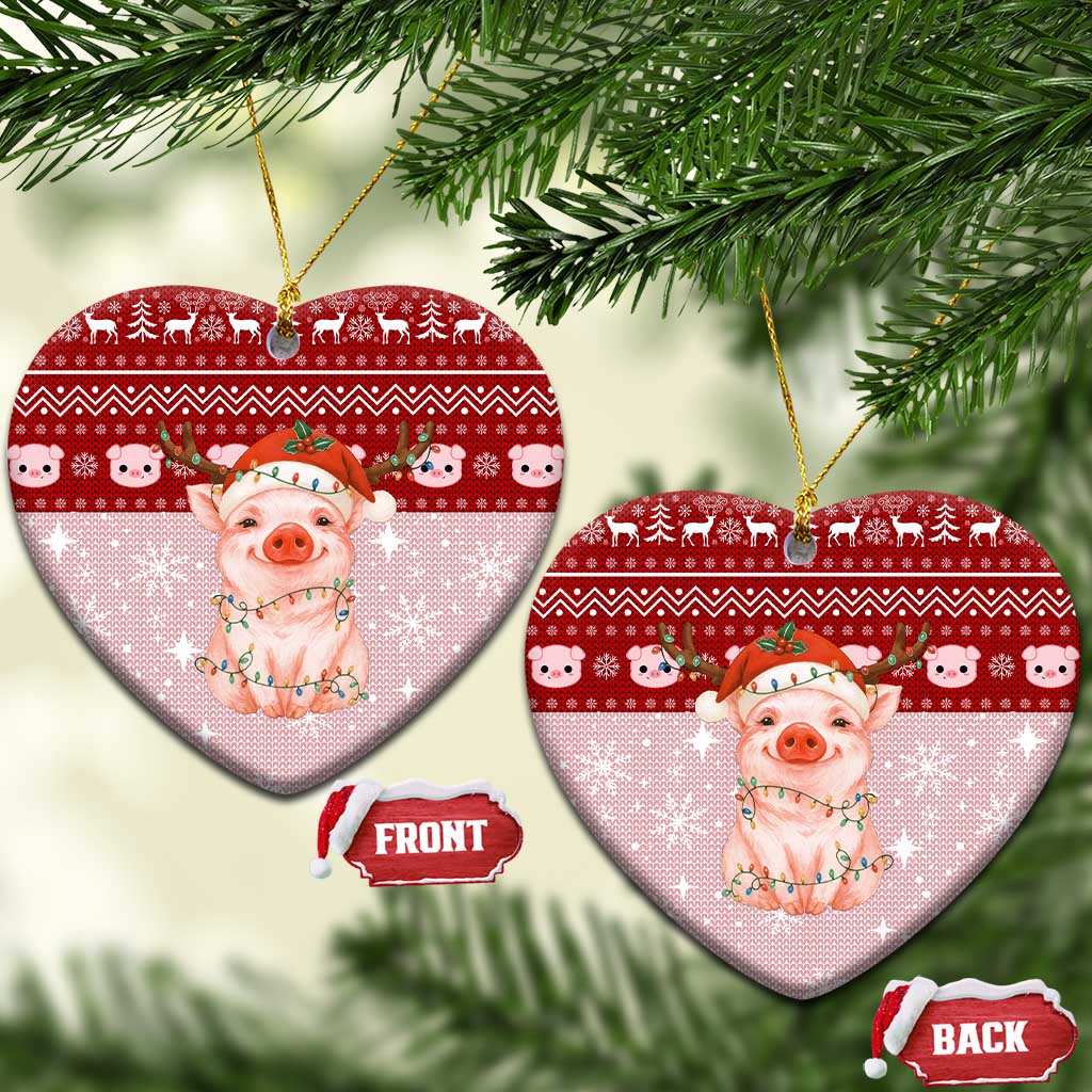 Lovely Pig Merry Christmas Ceramic Ornament Xmas Holiday Patterns - Wonder Print Shop